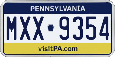 PA license plate MXX9354