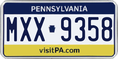 PA license plate MXX9358