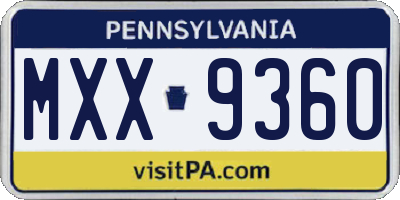 PA license plate MXX9360