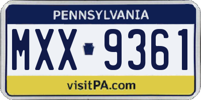 PA license plate MXX9361