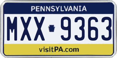 PA license plate MXX9363