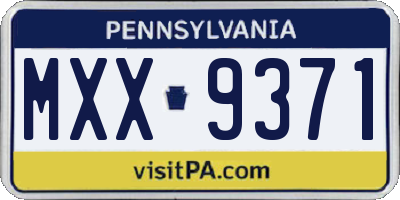 PA license plate MXX9371