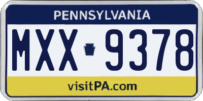 PA license plate MXX9378