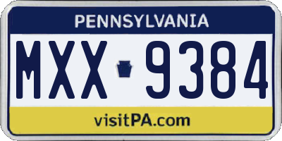 PA license plate MXX9384