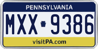PA license plate MXX9386