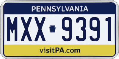 PA license plate MXX9391