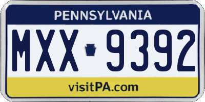 PA license plate MXX9392