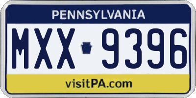 PA license plate MXX9396