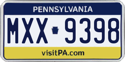 PA license plate MXX9398