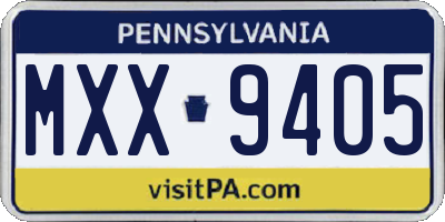 PA license plate MXX9405