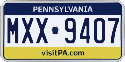 PA license plate MXX9407
