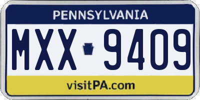 PA license plate MXX9409