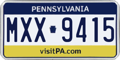 PA license plate MXX9415