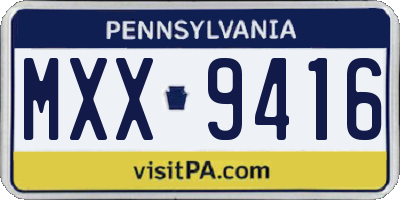 PA license plate MXX9416