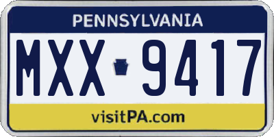 PA license plate MXX9417