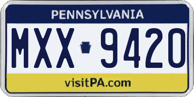 PA license plate MXX9420