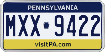 PA license plate MXX9422