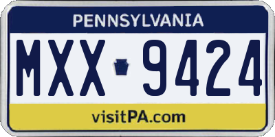PA license plate MXX9424