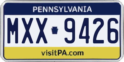 PA license plate MXX9426