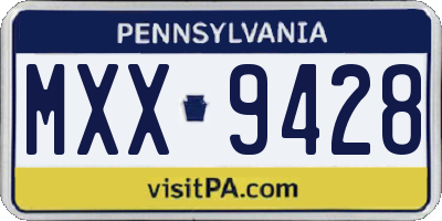 PA license plate MXX9428