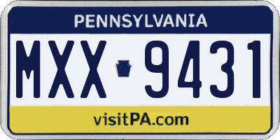 PA license plate MXX9431