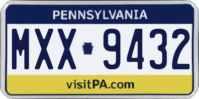 PA license plate MXX9432