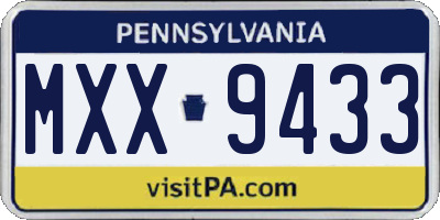 PA license plate MXX9433