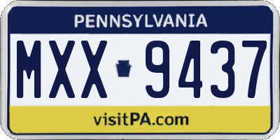PA license plate MXX9437