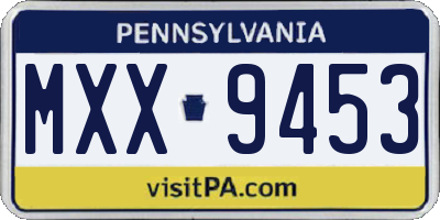PA license plate MXX9453