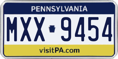 PA license plate MXX9454