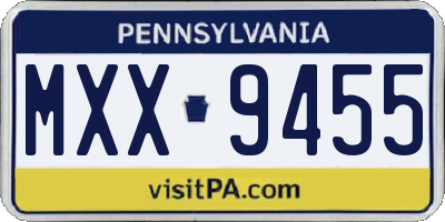 PA license plate MXX9455