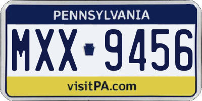 PA license plate MXX9456