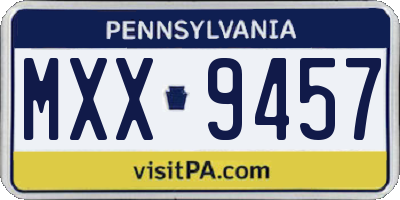 PA license plate MXX9457