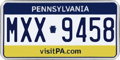 PA license plate MXX9458