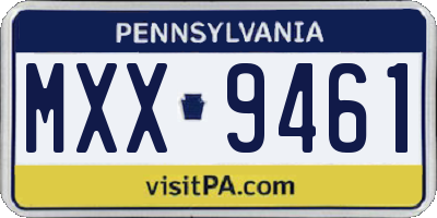 PA license plate MXX9461