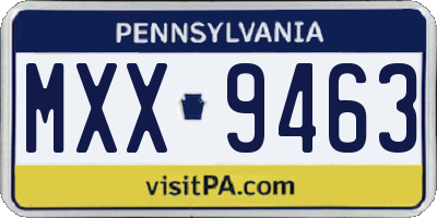 PA license plate MXX9463