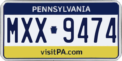 PA license plate MXX9474