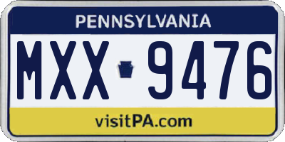 PA license plate MXX9476