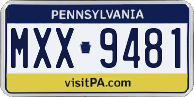 PA license plate MXX9481