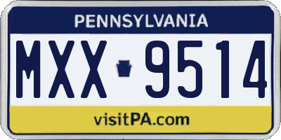 PA license plate MXX9514