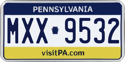 PA license plate MXX9532