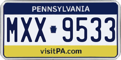 PA license plate MXX9533