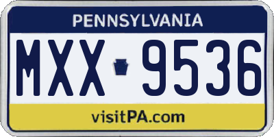 PA license plate MXX9536