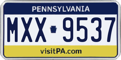 PA license plate MXX9537