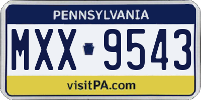 PA license plate MXX9543