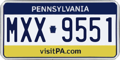 PA license plate MXX9551