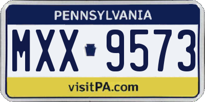 PA license plate MXX9573