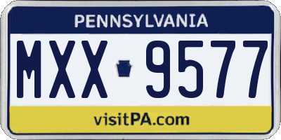 PA license plate MXX9577