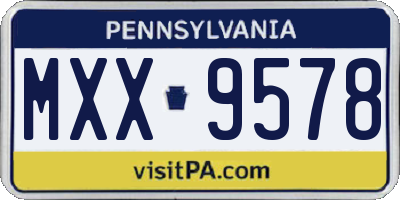 PA license plate MXX9578