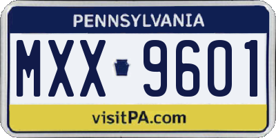 PA license plate MXX9601